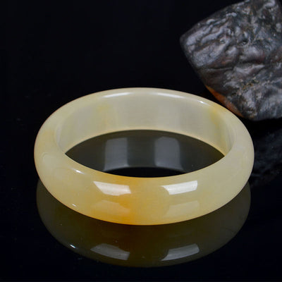 Buddha Stones Natural Golden Silk Jade Luck Wealth Bracelet Bangle Bracelet Bangle BS 2