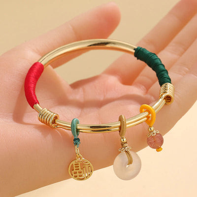 Buddha Stones Pink Crystal Peace Buckle Lucky Flower Love Bracelet Bangle Bracelet Bangle BS 2