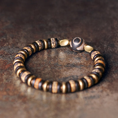 Foviel Tibetan Bone Beads Ebony Wood Strength Bracelet