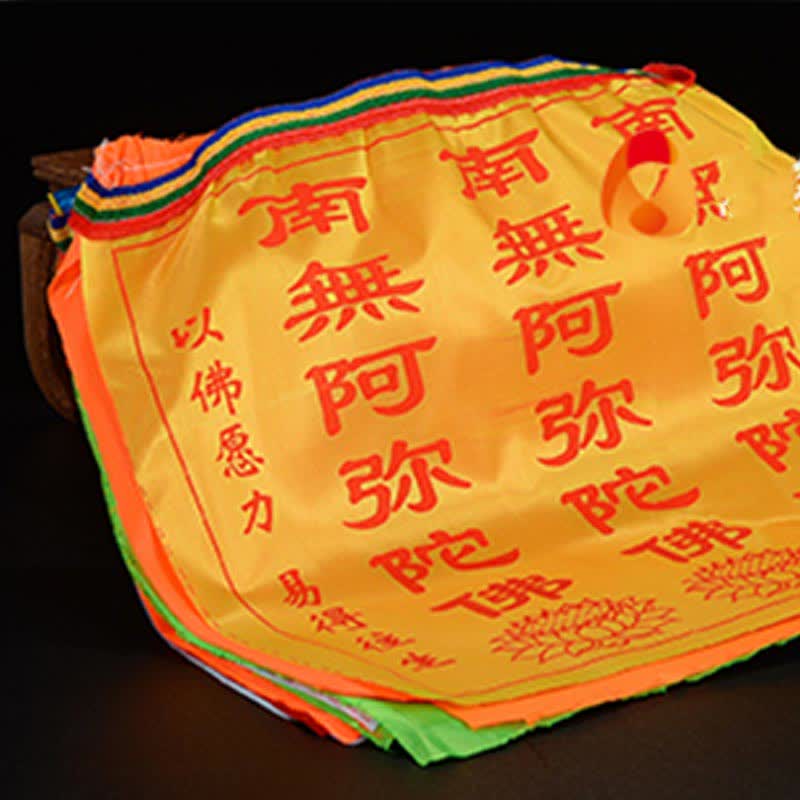 Buddha Stones Tibetan 7 Colors Windhorse Letter Auspicious Lotus Outdoor 21 Pcs Prayer Flag TIBETAN PRAYER FLAGS buddhastoneshop 17