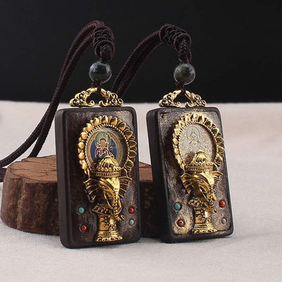 Buddha Stones Ebony Wood Elephant God of Fortune Buddha Blessing Necklace String Pendant Necklaces & Pendants BS 3