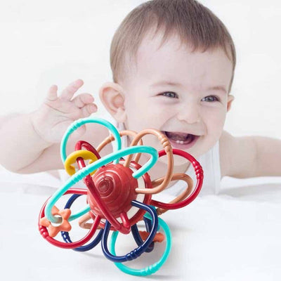 Fidtoy Jouet de dentition pour bébés et tout-petits | Développement sensoriel et motricité fine | Sans BPA, silencieux pour la maison et les voyages