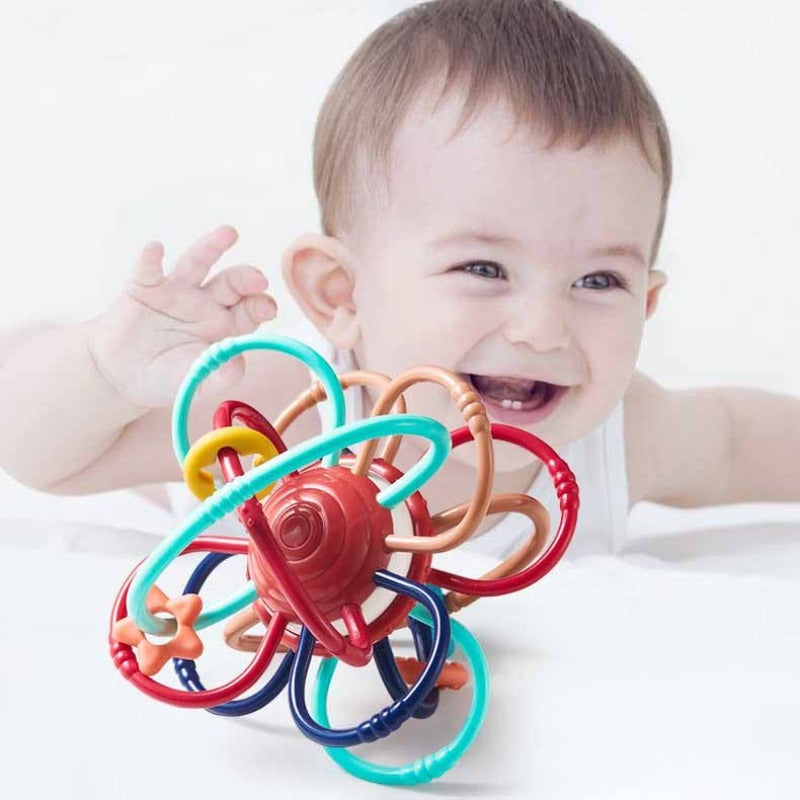 Fidtoy Jouet de dentition pour bébés et tout-petits | Développement sensoriel et motricité fine | Sans BPA, silencieux pour la maison et les voyages