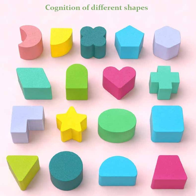 Fidtoy Wooden Shape Sorting Car Montessori Toy for Toddlers