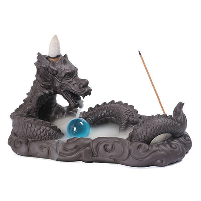 Buddha Stones Dragon Playing Ball Flower Protection Incense Burner Decoration Incense Burner BS 9