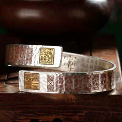 Buddha Stones Letters Copper Balance Healing Cuff Bracelet Bangle Bracelet Bangle BS Copper