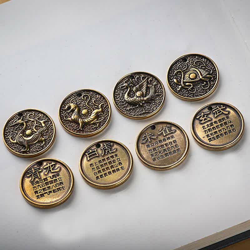 Buddha Stones Four Symbols Azure Dragon White Tiger Vermilion Bird Black Tortoise Key Chain Key Chain BS 11