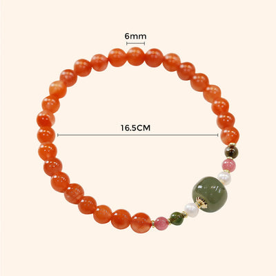 Buddha Stones Natural Red Agate Hetian Jade Bead Confidence Calm Bracelet Bracelet BS 7