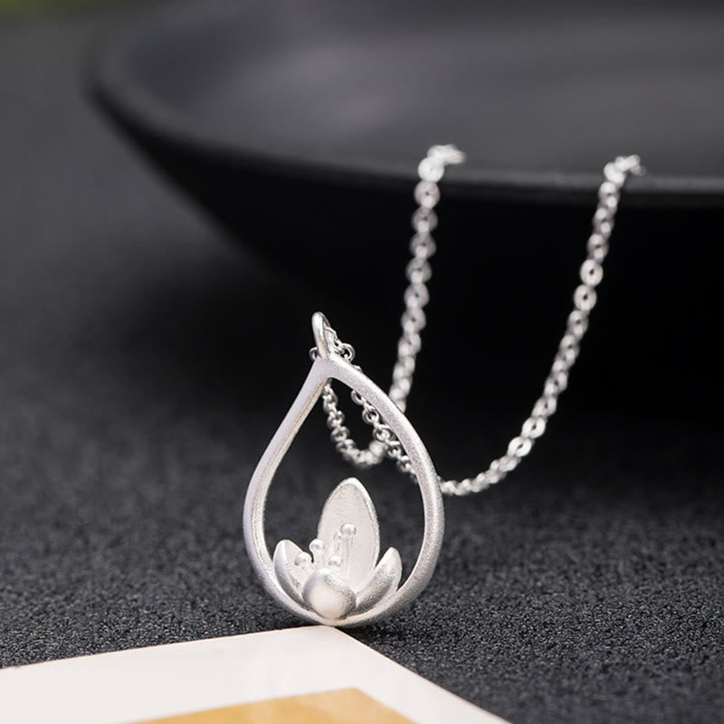 Buddha Stones 925 Sterling Silver Lotus Flower Floral Enlightenment Necklace Pendant Necklaces & Pendants BS 4