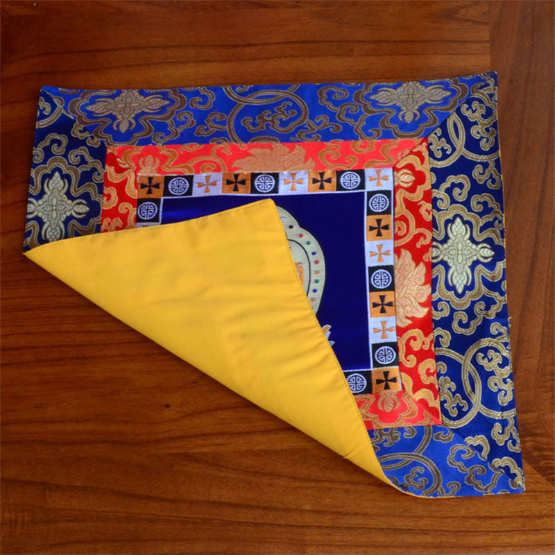 Buddha Stones Prayer Altar Mat Meditation Strength Endless Knot Vajra Man-Bcu Kalachakra Auspicious Symbols Prayer Altar BS 2