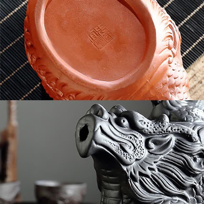 Buddha Stones Vintage Dragon Phoenix Ceramic Teapot Teapot BS 13