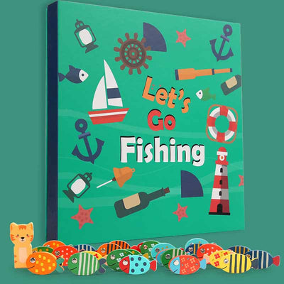 Fidtoy Juguete de Pesca Magnético de Madera – Juego de Aprendizaje Montessori con 26 Peces Letra
