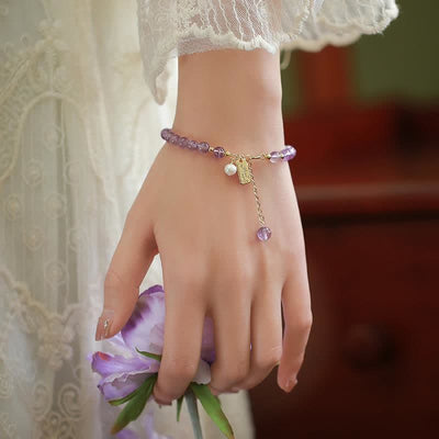 Buddha Stones Natural Amethyst Crystal Relieves Stress Bracelet Bracelet BS 1