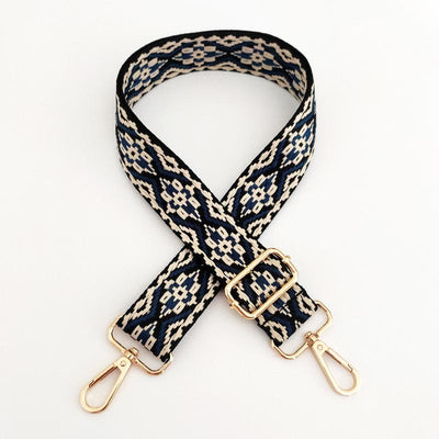 Buddha Stones Multicolor Embroidered Shoulder Bag Straps Bag Straps BS Beige Dark Blue