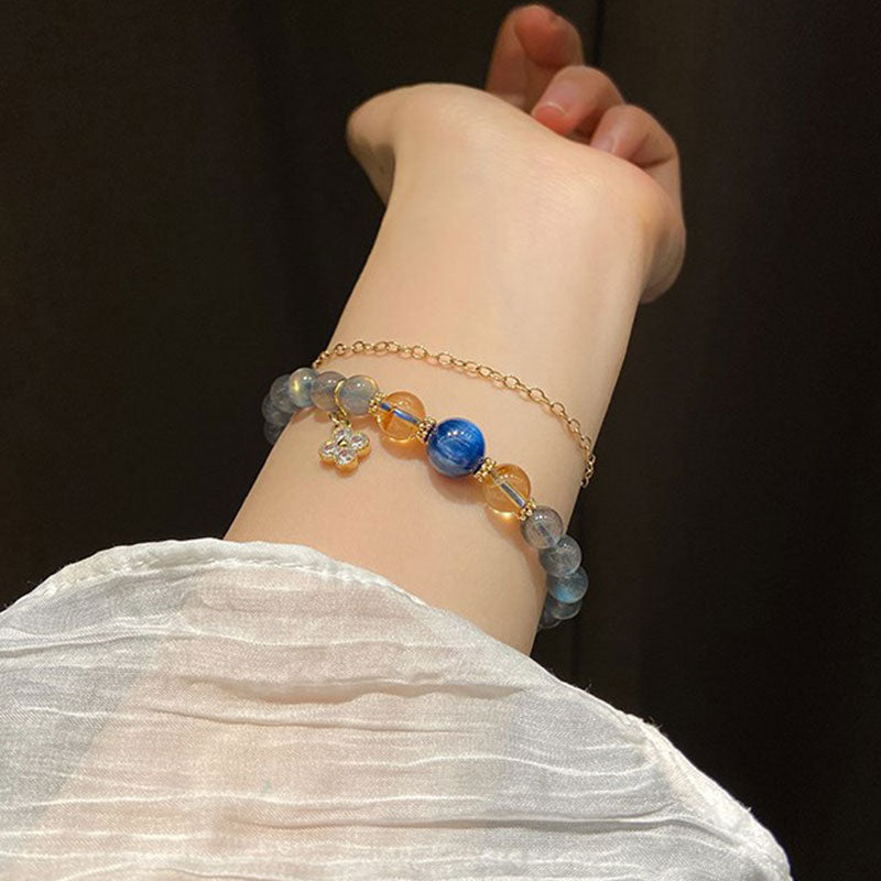 Buddha Stones Natural Moonstone Flower Chram Healing Beads Bracelet Bracelet BS 3