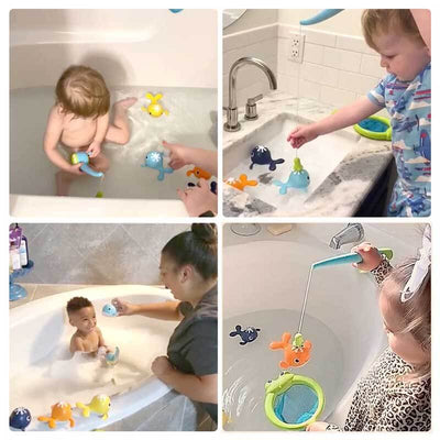 Fidtoy Baby Bath Fishing Toy Set Magnetic Whale Water Game