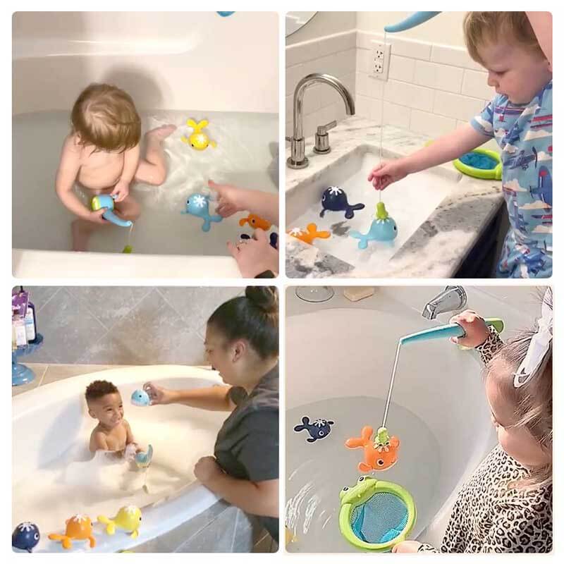 Fidtoy Baby Bath Fishing Toy Set Magnetic Whale Water Game