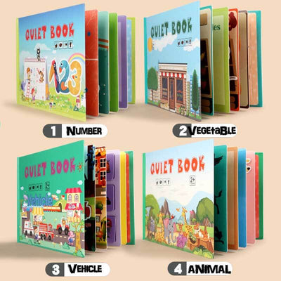 Fidtoy Montessori Quiet Book for Toddlers | Interactive Educational Activity Book for Learning Numbers, Animals, Vegetables & Traffic