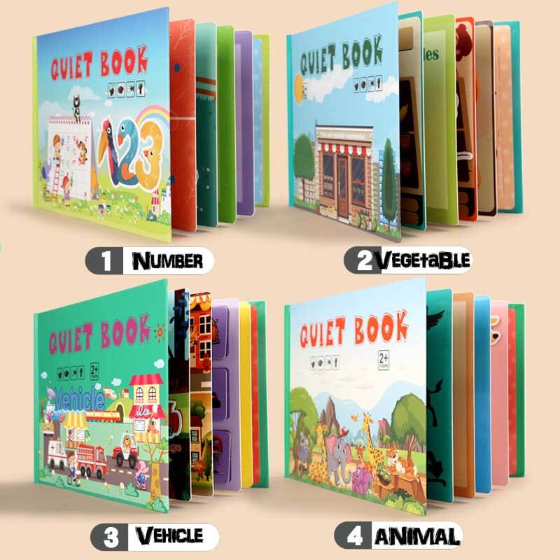Fidtoy Montessori Quiet Book for Toddlers | Interactive Educational Activity Book for Learning Numbers, Animals, Vegetables & Traffic