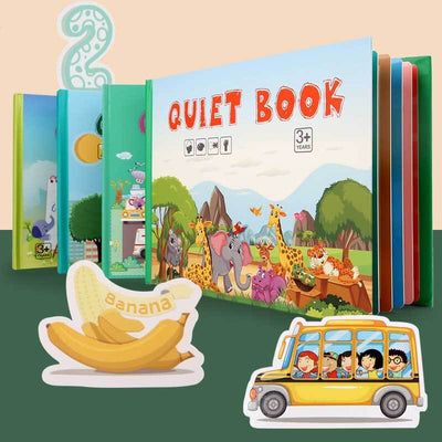 Fidtoy Montessori Quiet Book for Toddlers | Interactive Educational Activity Book for Learning Numbers, Animals, Vegetables & Traffic