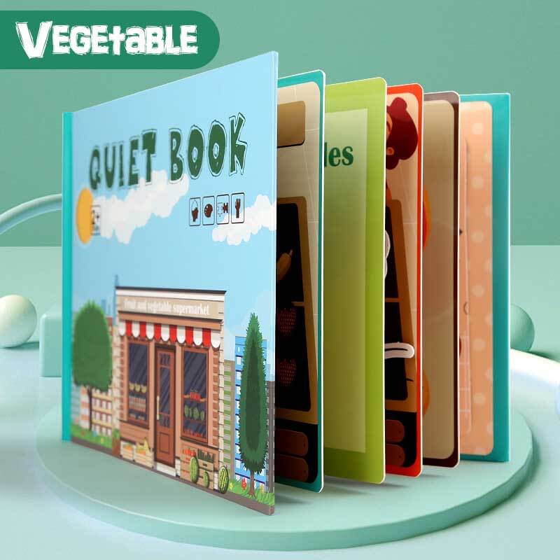 Fidtoy Montessori Quiet Book for Toddlers | Interactive Educational Activity Book for Learning Numbers, Animals, Vegetables & Traffic