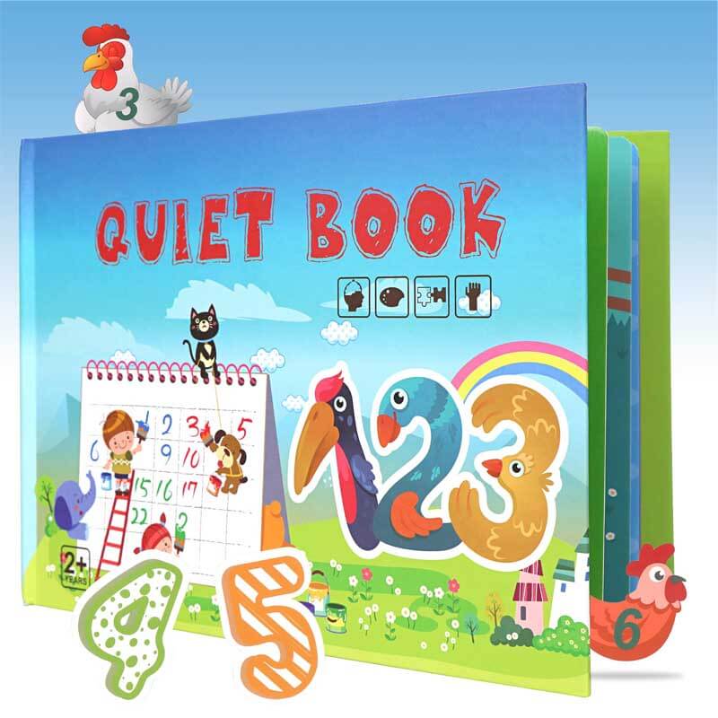 Fidtoy Montessori Quiet Book for Toddlers | Interactive Educational Activity Book for Learning Numbers, Animals, Vegetables & Traffic