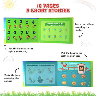 Fidtoy Montessori Quiet Book for Toddlers | Interactive Educational Activity Book for Learning Numbers, Animals, Vegetables & Traffic