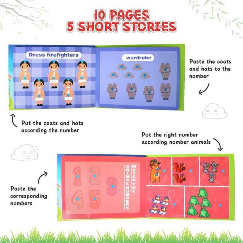 Fidtoy Montessori Quiet Book for Toddlers | Interactive Educational Activity Book for Learning Numbers, Animals, Vegetables & Traffic