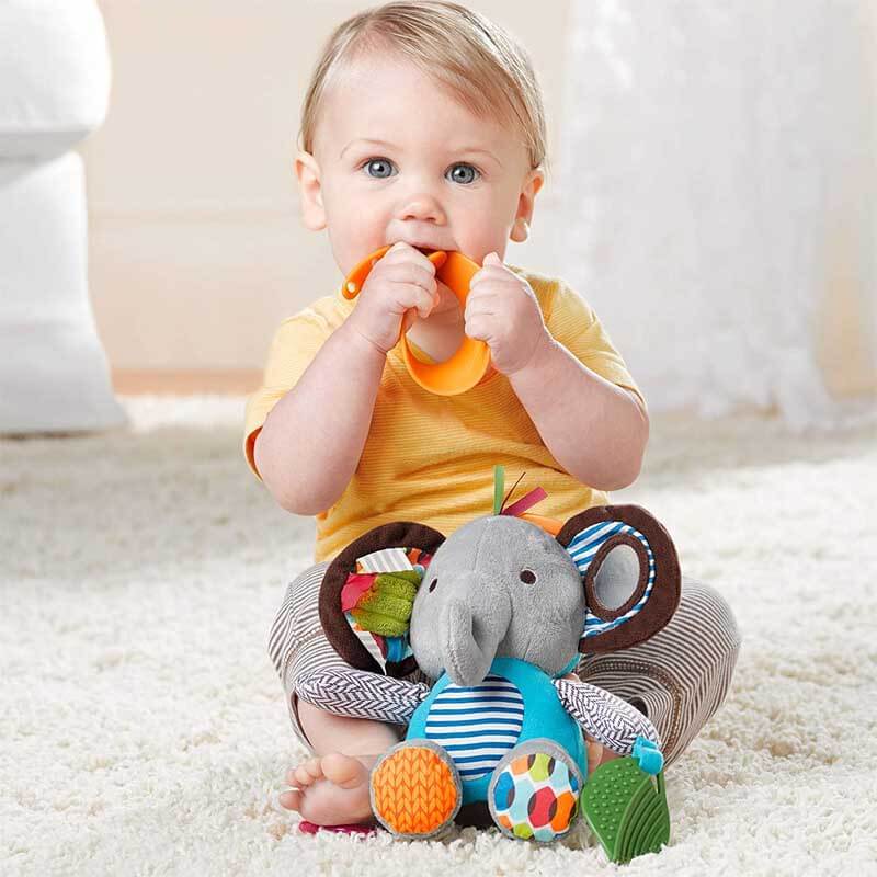 Fidtoy Baby Bandana Buddy Teether and Sensory Toy for Infants | Soft Multi-Sensory Play for Home & Travel