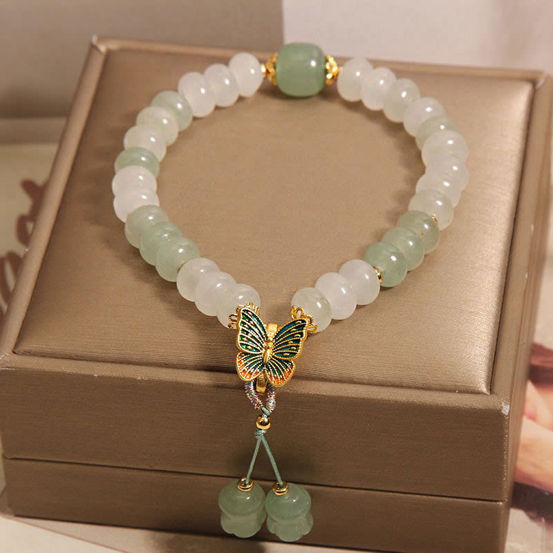 Buddha Stones Natural Tianshan Jade Abacus Beads Butterfly Prosperity Bracelet Bracelet BS 1