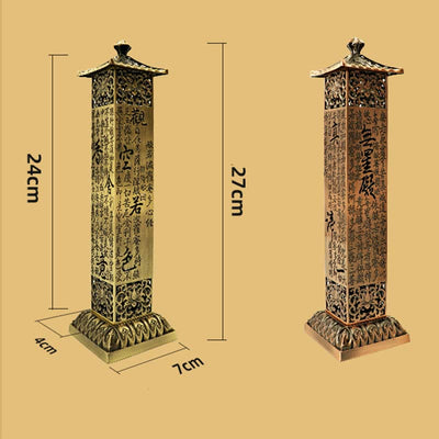 Buddha Stones Heart Sutra Alloy Incense Holder Healing Home Decoration Incense Burner Decorations Incense Burner BS 16