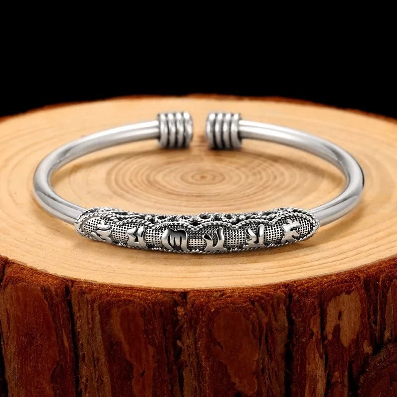 Buddha Stones Om Mani Padme Hum Engraved Peace Cuff Bracelet Bangle Bracelet Bangle BS Om Mani Padme Hum(Love♥Focus)