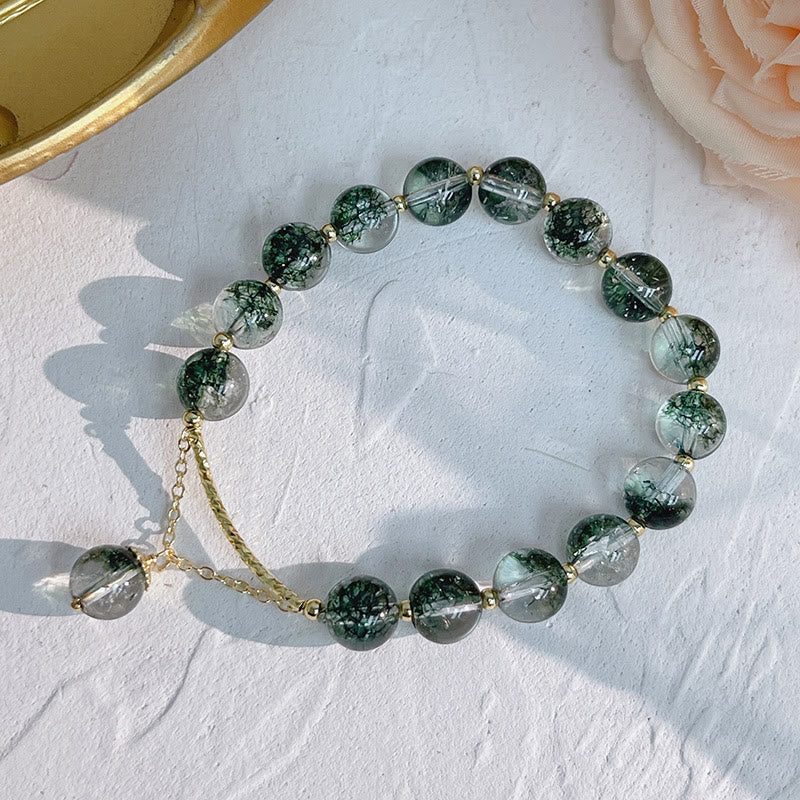 Buddha Stones Green Phantom Crystal Confidence Charm Bracelet Bracelet BS 7