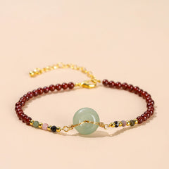 Buddha Stones Natural Garnet Peace Buckle Bead Calm Bracelet Bracelet BS Garnet(Purification♥Protection)