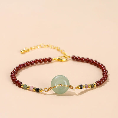 Buddha Stones Natural Garnet Peace Buckle Bead Calm Bracelet Bracelet BS Garnet(Purification♥Protection)