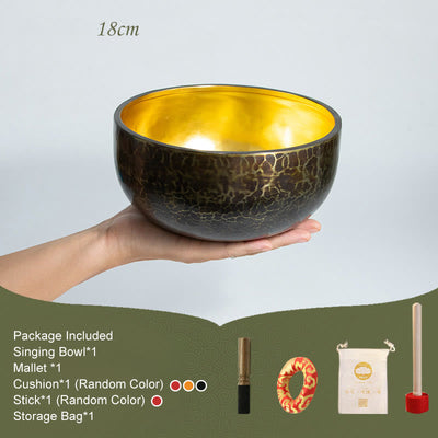 Buddha Stones Tibetan Meditation Sound Bowl Handcrafted Healing Yoga Mindfulness Singing Bowl Set Singing Bowl buddhastoneshop 18cm