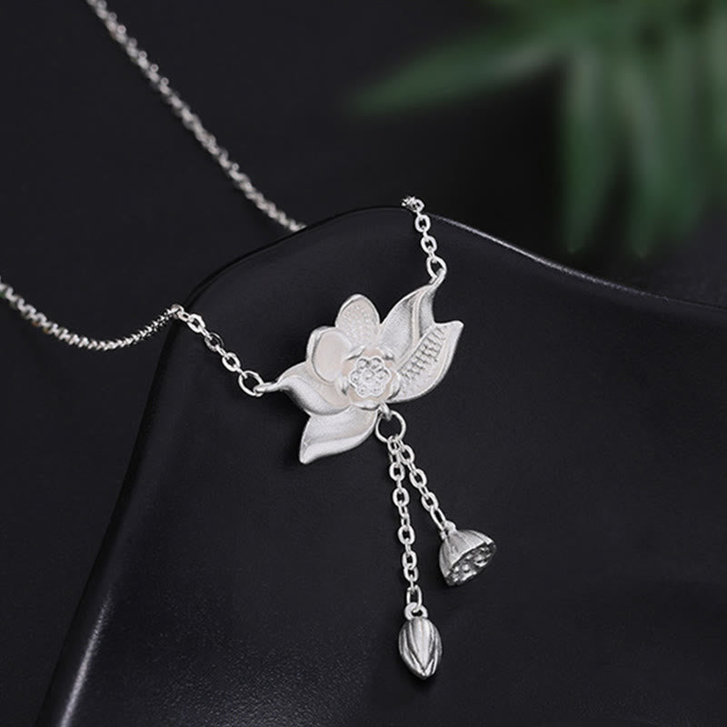 Buddha Stones 999 Sterling Silver Lotus Flower Pod Carved Enlightenment Necklace Pendant Necklaces & Pendants BS 3