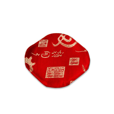Buddha Stones Vintage Sea Wave Bamboo Plum Blossom Embroidered Cup Mat Pad Tea Cup Coaster Kung Fu Tea Mat Tea Mat BS Letter Fu Character Red Coaster 13*11.5cm