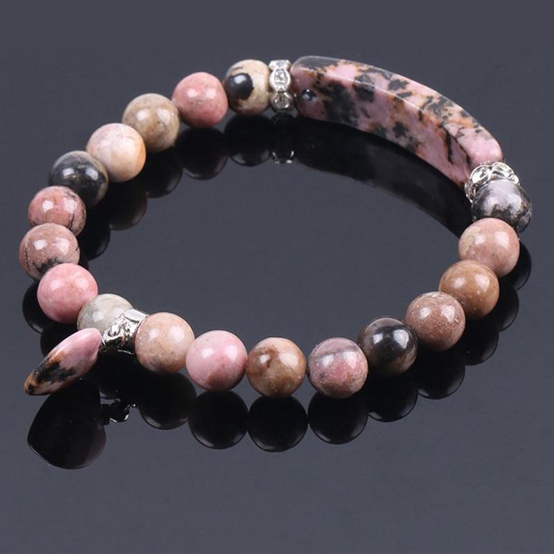 Foviel Natural Quartz Love Heart Healing Beads Bracelet