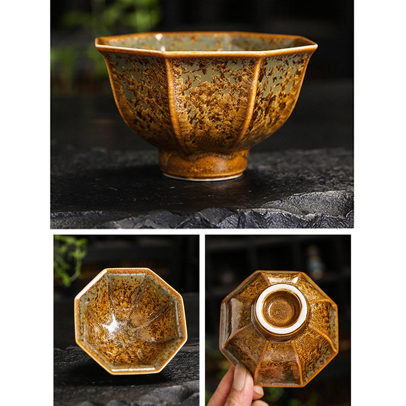 Buddha Stones Colorful Brown Ceramic Teacup Kung Fu Tea Cup Bowl Cup BS 25