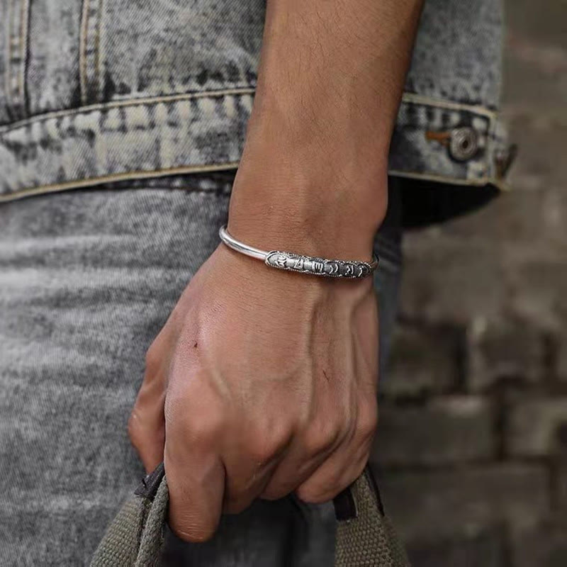 Buddha Stones Om Mani Padme Hum Engraved Peace Cuff Bracelet Bangle Bracelet Bangle BS 2