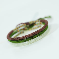 Buddha Stones 3Pcs Tibetan Handmade Multicolored Luck King Kong Knot Auspiciousness Bracelet