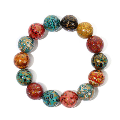 Buddha Stones Natural Multicolored Lacquer Beads Calm Bracelet Bracelet BS 4