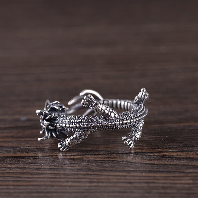 Foviel 925 Sterling Silver Dragon Luck Protection Ring