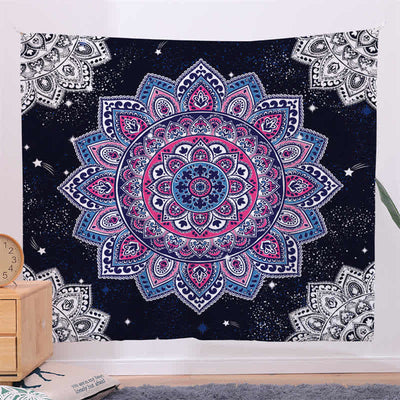Bohemian Mandala Pattern Tapestry Wall Hanging Wall Art Focus Creativity Home Living Room Decor Tapestry BS Black 150*230cm