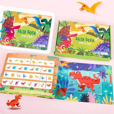 Fidtoy Montessori Busy Book for Toddlers with Dinosaur & Farm Activities