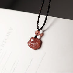 Buddha Stones Strawberry Quartz Lovely Cat Paw Claw Healing Necklace Pendant Necklaces & Pendants BS Strawberry Quartz(Love♥Healing)