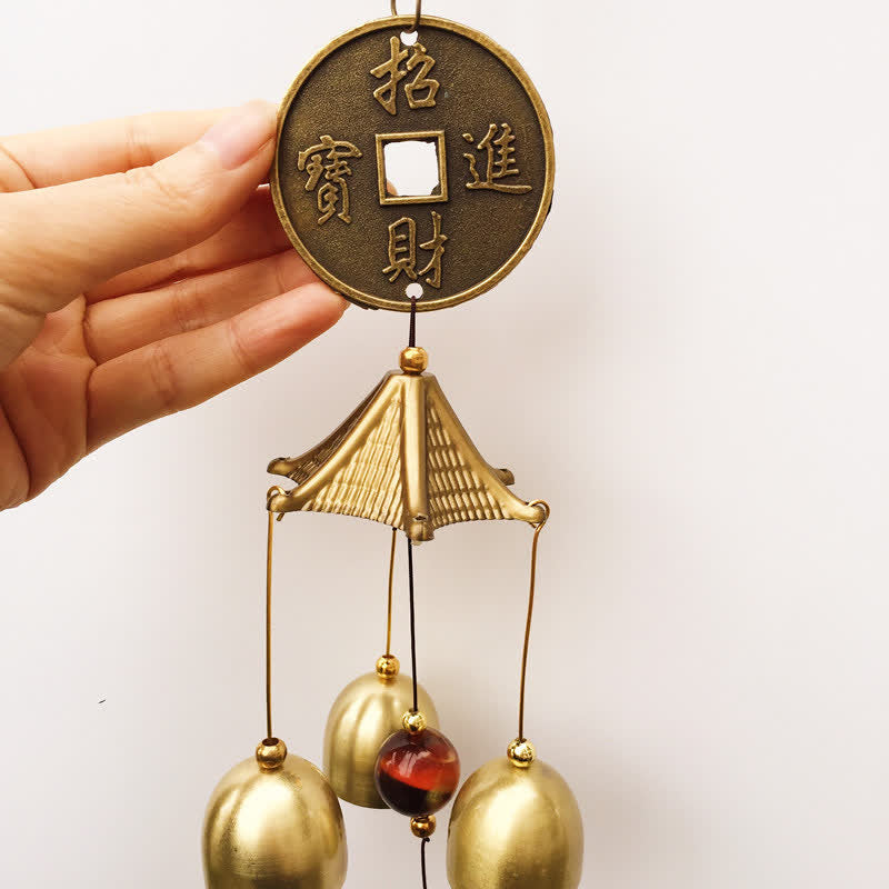 Buddha Stones Blessing Letter Elephant Bagua Auspicious Coin Wall Hanging Chime Bell Handmade Home Decoration - image 11