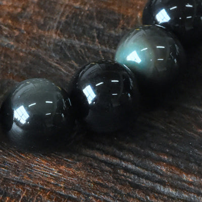 Buddha Stones Rainbow Obsidian Copper Bead Positive Transformation Bracelet Bracelet BS 7