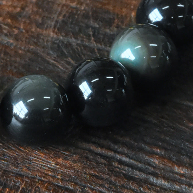 Buddha Stones Rainbow Obsidian Copper Bead Positive Transformation Bracelet Bracelet BS 7